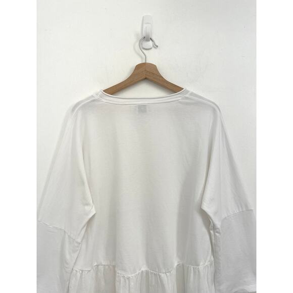 Anthropologie Postmark Mixed Media Cotton Linen Dolman Peplum Hem Flowy Top - L - Picture 4 of 10